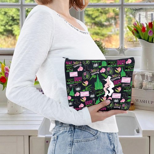 LEVLO Witch Musical Cosmetic Bag Music Movie Fans Gift Witch Makeup Zipper Pouch Bag Theater Music Merch(DEFY Black)