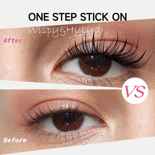 La Maesii Self Adhesive Eyelashes Kit, Natural Look 10-14mm Lash Clusters Kit Reusable Lash Clusters Pre-Glued DIY Eyelash Extensions, No Glue Needed, No Residue, Easy to Apply (Hybrid)