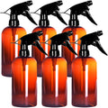 Youngever 6 Pack Empty Amber Plastic Spray Bottles, 12 Ounce Refillable Container for Essential Oils, Cleaning Products, or Aromatherapy, Trigger Sprayer with Mist and Stream Settings