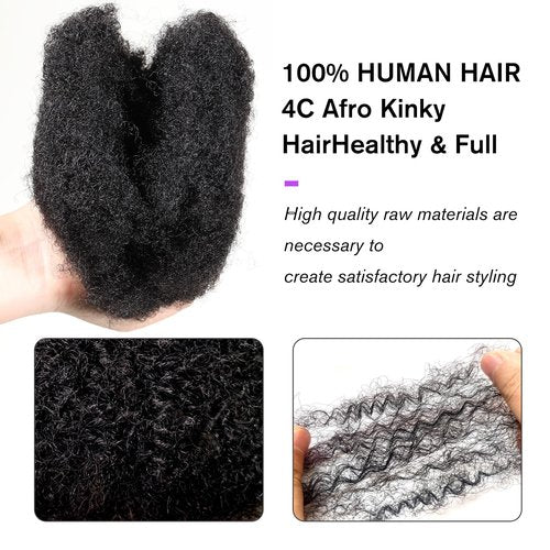 JIFFYLOCS Afro Kinky Bulk 100 ％ Human Hair for Dreadlock Extensions,10 Inch 60g 2 Bundles/Package Black,Making Dreadlocks Twist or Braids Repair Extensions