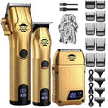 BILLAR® Professional Barber Clippers and Trimmer Set - Foil Shaver Professional Hair Clippers for Men, Mens Cordless Hair Clipper for Barbers Haircut Kit（Golden）