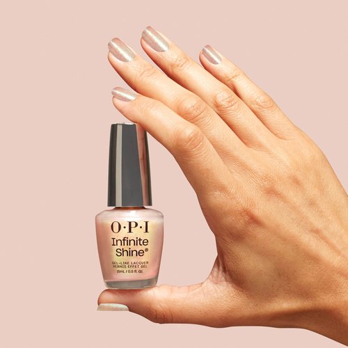 OPI Infinite Shine MarshmelloOo So Sweet | Semi-Sheer Soft White with Pink & Green Shimmer Long Wear Nail Polish | Good Enough to Treat Collection | Holiday 2025