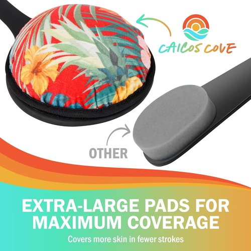 Skiennix Self Tanning Lotion Applicator - 17" Ergonomic Silicone Handle for Easy Application | Includes Exfoliating Pad