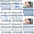 16 Pcs Bow Makeup Bags Bulk for Women Blue Coquette Aesthetic Preppy Cosmetic Bags Bow Floral Canvas Toiletry Bags Aesthetic Travel Zipper Pouches for Bridesmaids Wedding Party Favors Supplies
