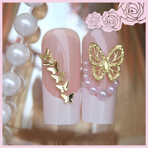 200 Pcs Butterfly Nail Charms and Gems Gold Butterflies Nail Charms Bulk Kawaii y2k Nail Art Charms 3D Cute Metal Alloy Making Ornament Big Small Nail Decoration Accessories for DIY fingernail Charms