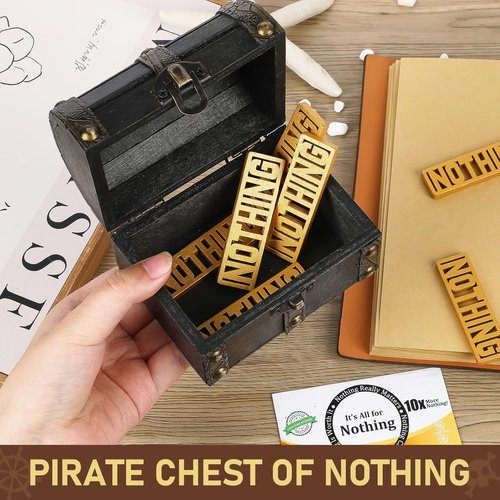 Skiennix White Elephant Gifts - Funny Pirate Chest with 10 Golden Nothing | Perfect Holiday Gag Gift for Men & Women