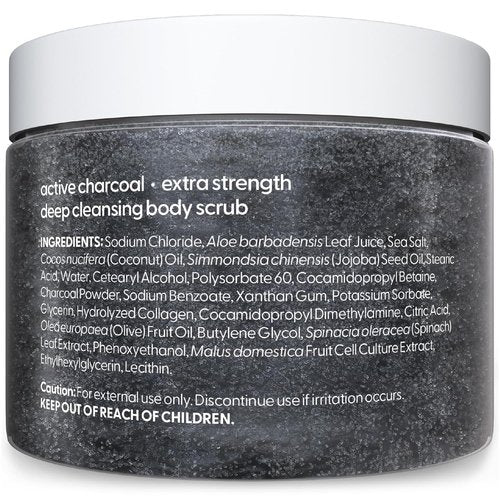 M3 Exfoliating Charcoal Scrub - Collagen & Stem Cells for Body Toning, Detox & Smoothing | 12 oz