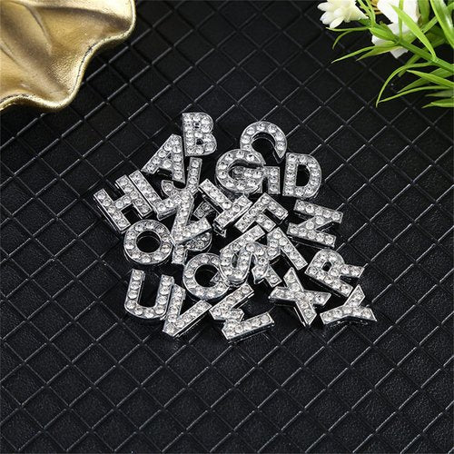 Letter Nail Charms Silver Alloy 52 Pcs, 3D Glitter Letter Charms for Nails Crystals English Alphabet Diamonds Metal Gems Nail Rhinestones Shiny Nails Art Jewels Supplies for DIY Manicure Accessories