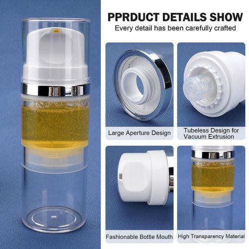 Cosywell Airless Pump Jars 3.7oz/110ml 4 Pack Pump Bottle Dispenser Empty Moisturizer airless Pump Bottles Cosmetic Pump Container Travel Pump Bottles for Toiletries Shampoo Lotion and Cream Clear
