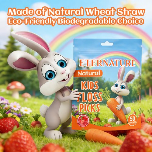 Easter Basket Stuffers, Kids Flossers, Kids Dental Floss Picks, 100ct Biodegradable Bunny & Carrot Flossers, Rabbit Flossing Sticks for Kid, Easter Basket Essentials for Kids, Strawberry Flavored