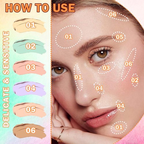 Skiennix Correcting Concealer Palette - 6 Colors for Dark Circles & Blemishes | Long-Lasting Contour Cream