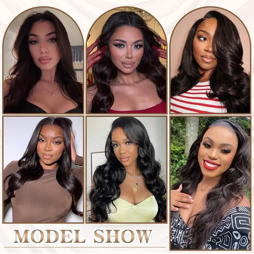 PREMPO 13x6 Lace Front Wigs, 28 Inch Wavy Wig Pre Plucked 180% Density Wear and Go Glueless Wigs As Human Hair Heat Resistant Synthetic Wig with Baby Hair, Natural Black Wig