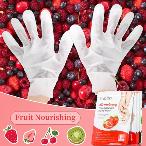 Swiffen 24 Pcs Fruits Beauty Hand Foot Mask Bulk Hydrating Hand Foot Moisturizing Gloves Shea Butter Aloe Mask for Spa Kit Beauty Skincare Galentines Day Gift for Women