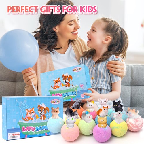 Bath Bombs for Kids with Surprise Inside Kids Bath Bombs with Toys for Boys Girls Handmade Fizzy Balls Bubble Bath Bomb Gift Set for Christmas New Year