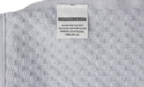 COTTON CRAFT Bath Mitt - Exfoliating Glove - Set of 6 Euro Spa Waffle Weave Towel Mitts - 100% Cotton Body Shower Glove Washcloth with Hanging Loop - Sensitive Skin Friendly - Large 5.5x10 - White