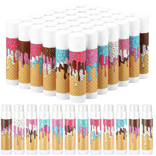 Maxcheck 48 Pcs Ice Cream Drip Lip Balm Bulk Baseball Ice Cream Drip Gift Set Summer Sport Party Goodie Favor for Team Gift Sport Camping Party Favors Birthday Gifts for Men Women, 12 Styles