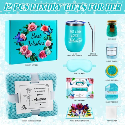 Christmas Self Care Gifts with 3D Butterfly Card for Women, Get Well Soon Gift Baskets, Thinking of You Gifts Relaxing Spa Self Care Gift, Birthday Gifts for Women Mom Wife Her Friend Sister Grandma