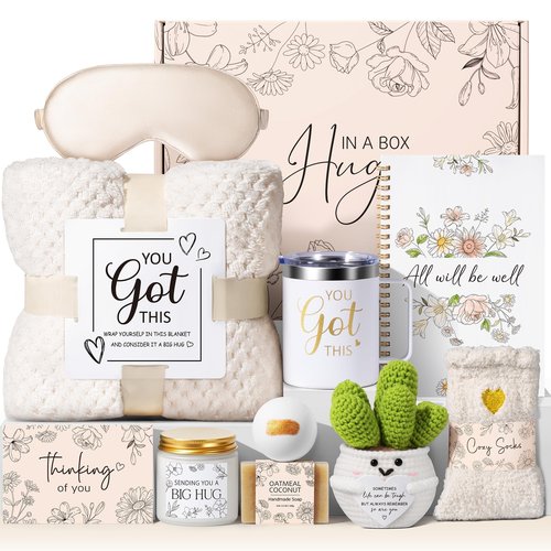 Get Well Soon Gifts Baskets for Women Self Care Gifts, Spa Care Package After Surgery Inspirational Thinking of You Sympathy Gift, Feel Better Encouragement Gift for Women Sick Friends Mom w/ Blanket