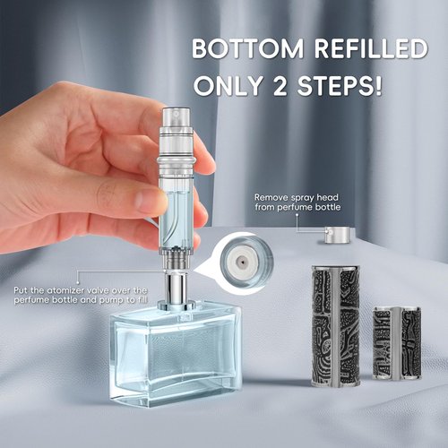 muilsae Perfume Spray Bottle 5ml, Ancient Print Leather Refillable Dispenser Bottom Fill Fragrance Scent Container, Portable and Leak-proof Suitable for Traveling & Outgoing, AG00CQ (Egypt Print)