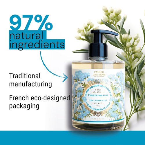 Panier des Sens - Fresh Sea Fennel Hand Soap - Moisturizing & Refillable - 97% Natural - 16.9 Fl Oz