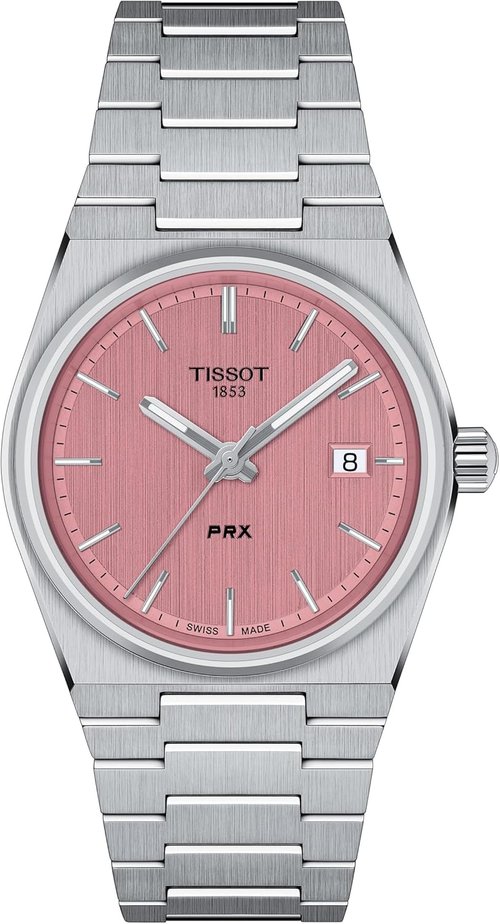 Tissot PRX Swiss Quartz Watch for Women - 35mm Stainless Steel Case, Pink Dial, T1372101133100