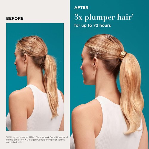 OGX Plump Emulsion Hair Mist | Volumizing Conditioning Spray with Marula Oil, 6.5 fl. oz - 72-Hour Weightless Hold