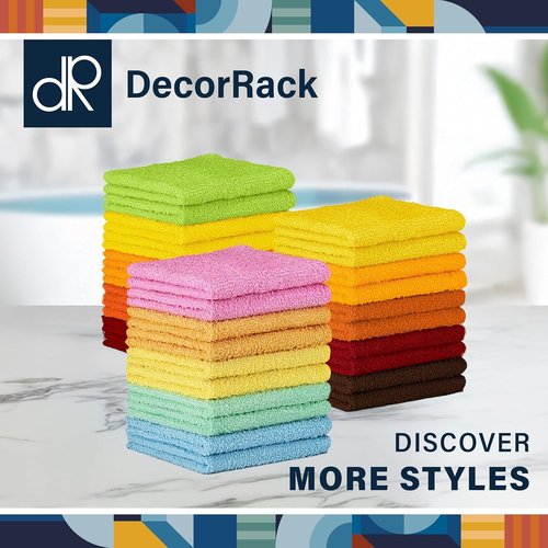DecorRack 10 Pack 100% Cotton Wash Cloth, Luxurious Soft, 12 x 12 inch Ultra Absorbent, Machine Washable Washcloths, Assorted Set 4 (10 Pack)
