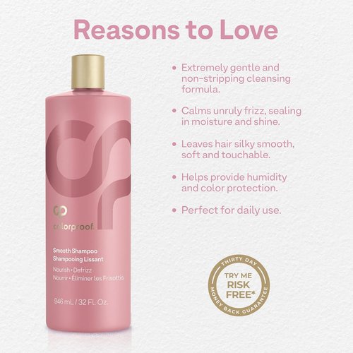 Colorproof Smooth Shampoo - 32 Fl. Oz. | Anti-Frizz, Hydrating Formula for Color-Treated Hair, White Tea Scent