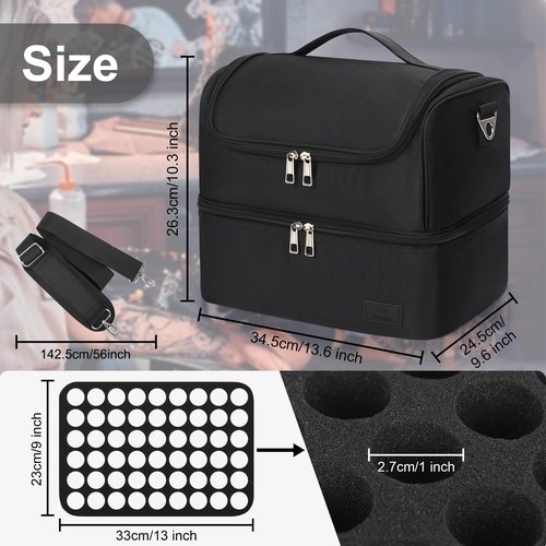 Tattoo Travel Case Holds 54 Bottles (30ml/1fl.oz) & Tattoo Supplies and Equipment, Large Travel Carring Case Double-Layer Organizer Shoulder Bag for Large Tattoo Stencil Printer