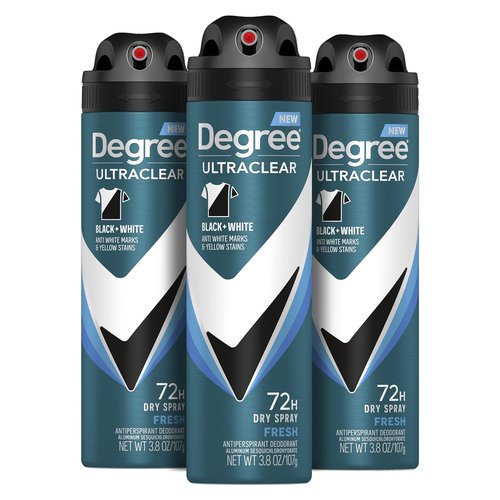 Degree Men Antiperspirant Spray - Black + White | Instant Stain Protection, 3 Count, 3.8 oz