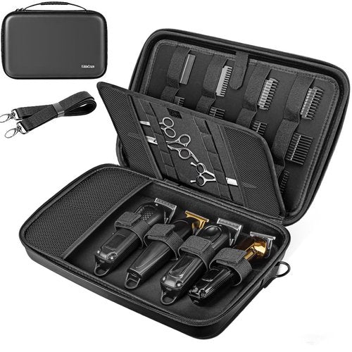 KiddoCraze Barber Bags for Hair Clippers and Supplies, Hair Cutting Barber Case Supplies Organizer, Hair Trimmer Organizer for Men Razor Guard Grooming Kits (Case Only)