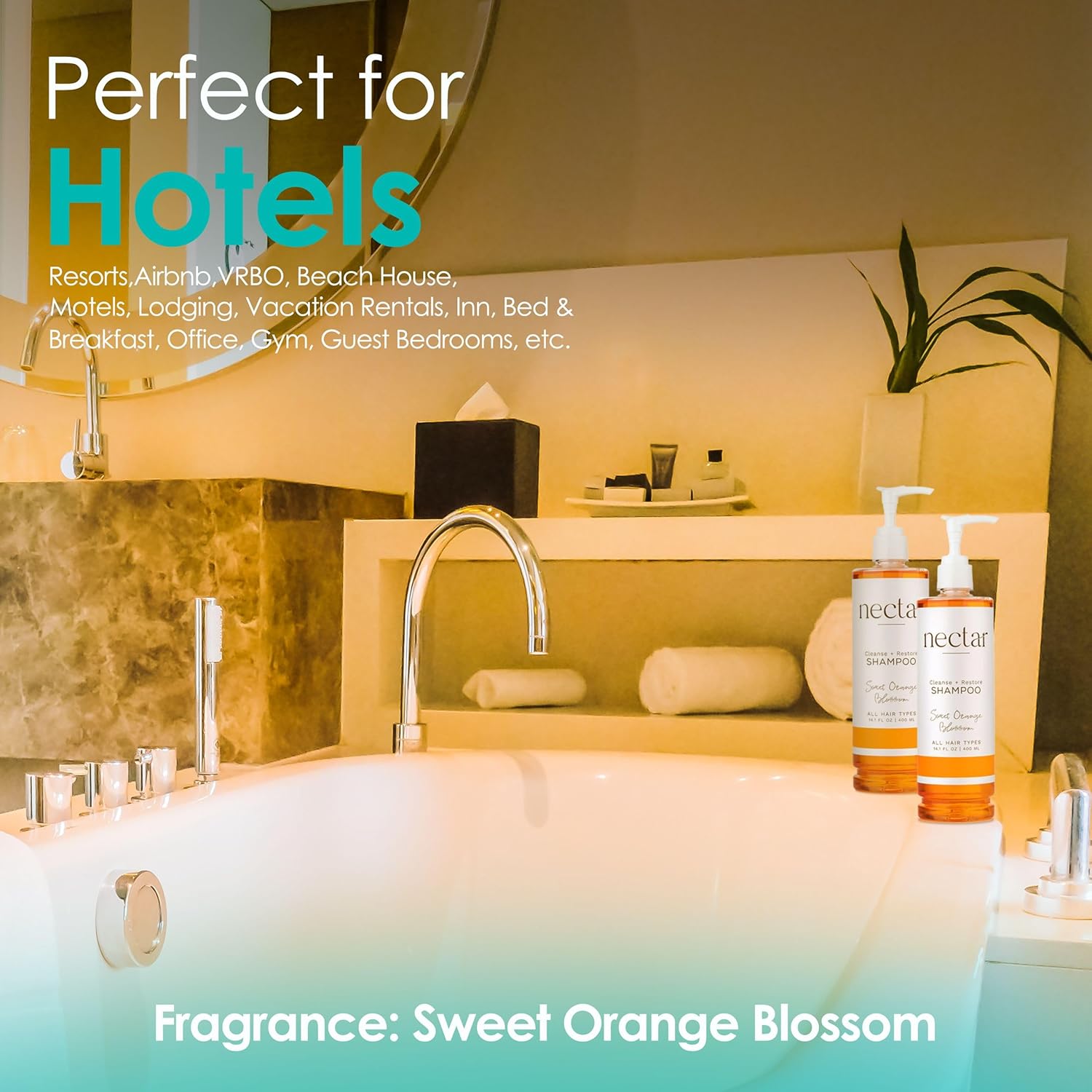 World Amenities Nectar Pump Bottle Shampoo - Orange Blossom Balancing Formula with Vitamins & Minerals