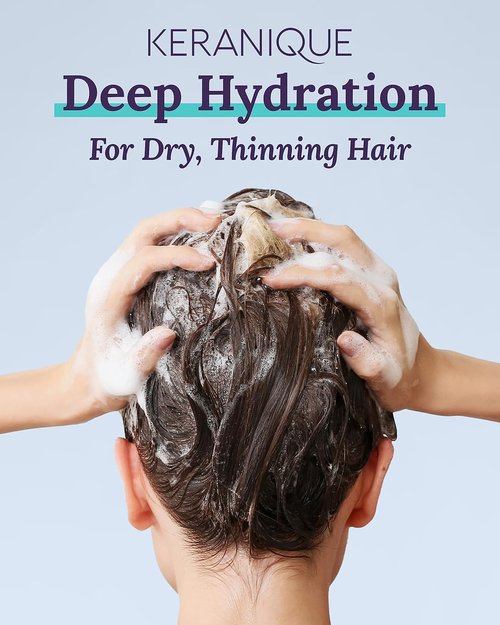 Keranique Deep Hydration Shampoo - Stimulates Scalp for Thinning Hair | Keratin, Biotin & Niacinamide, Sulfate-Free