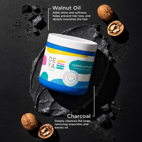 DEYA Carbon Activado- Activated Charcoal Mask for Deep Hydration and Repair Very Damaged Hair and Split Ends (16 OZ)