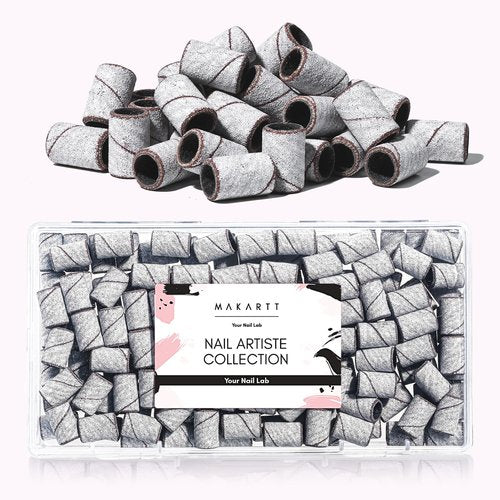 Makartt Sanding Bands for Nail Drill - 100 Pcs Nail File Sanding Bands for Drill Bits #240 Medium Grits for Acrylic Nails Gel Removing and Shaping, Upgrade Thicker Durable Sanding Drill Bit, White