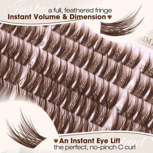 Anime Cluster Lashes Brown Cluster Eyelash Extensions Fairy Eyelash Clusters Wispy Lash Clusters Dark Brown Individual Lash C-Curly Lash Extension Spiky Manga DIY Eyelashes Pack (108Pcs, 10-16MM)