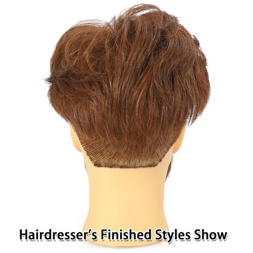 TKIMHEQ Male Mannequin Head with Beard 100% Human Hair Haircut Training Head for Cosmetology Straight Thick Hair Manikin Head Doll Head with Stand Practice Cutting Styling (6 Inches Beard Brown#)