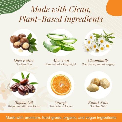 Saavy Naturals Moisturizing Body Wash - Plant-Based Formula with Coconut Oil & Shea Butter | Sweet Orange, 8.5 fl oz, 2 Pack