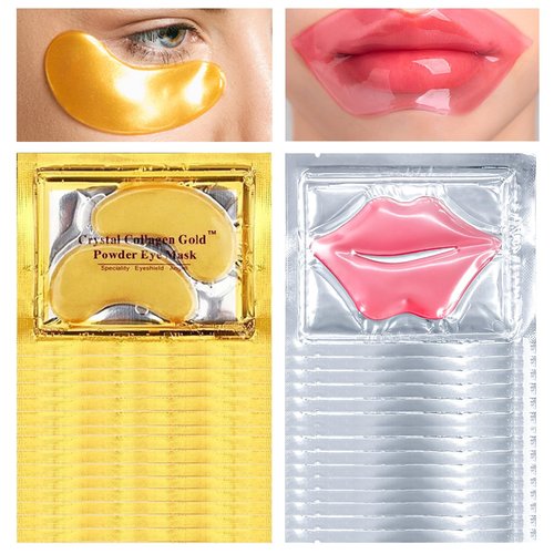 PERVALA 30PCS Lip Mask & Under Eye Mask, 24K Under Eye Patches for Puffy Eyes, Pink Lip Masks Skincare, Effectively Moisturizing the Skin, Reducing Fine Lines & Dark Circle