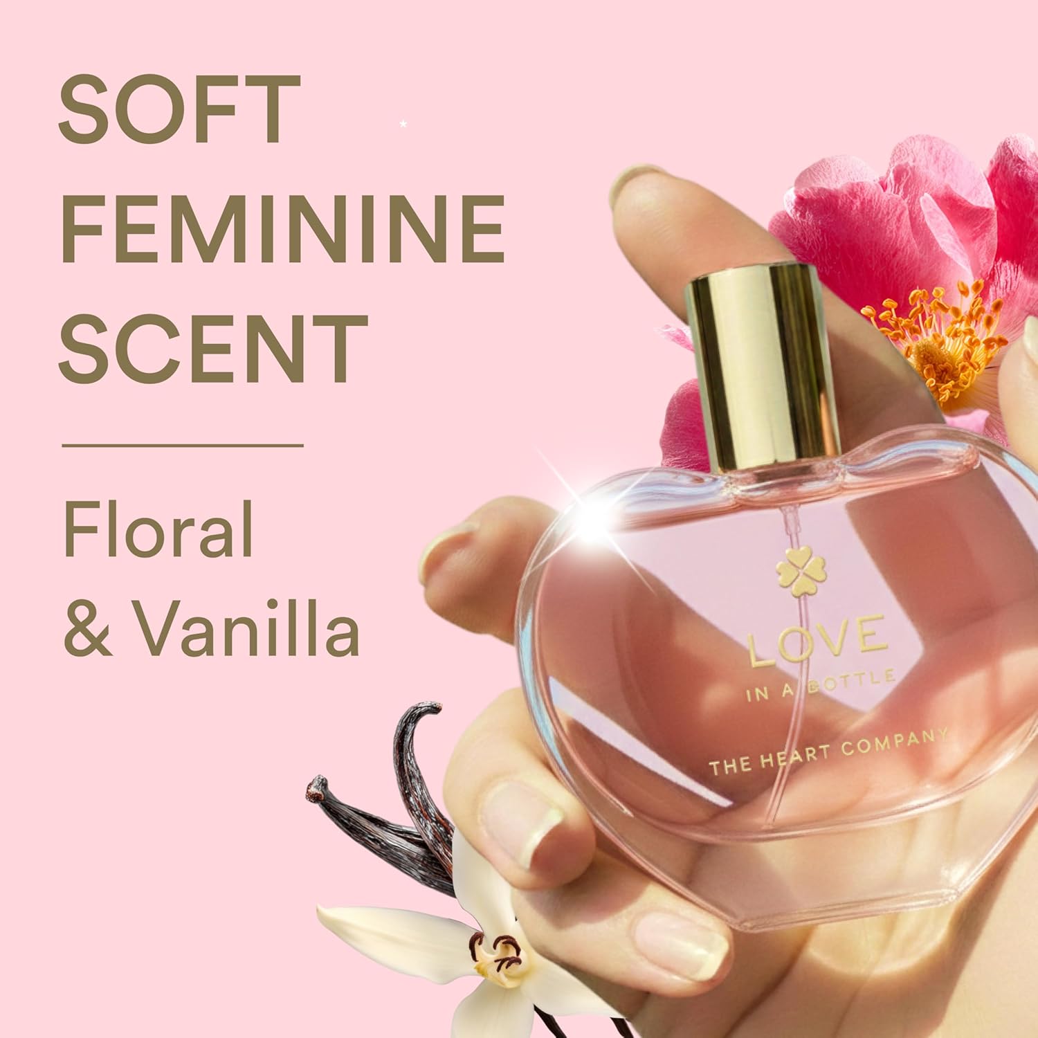 The Heart Company Love In A Bottle - Floral & Sweet Vegan Perfume for Women | Eco-Friendly Eau de Parfum - 75ml