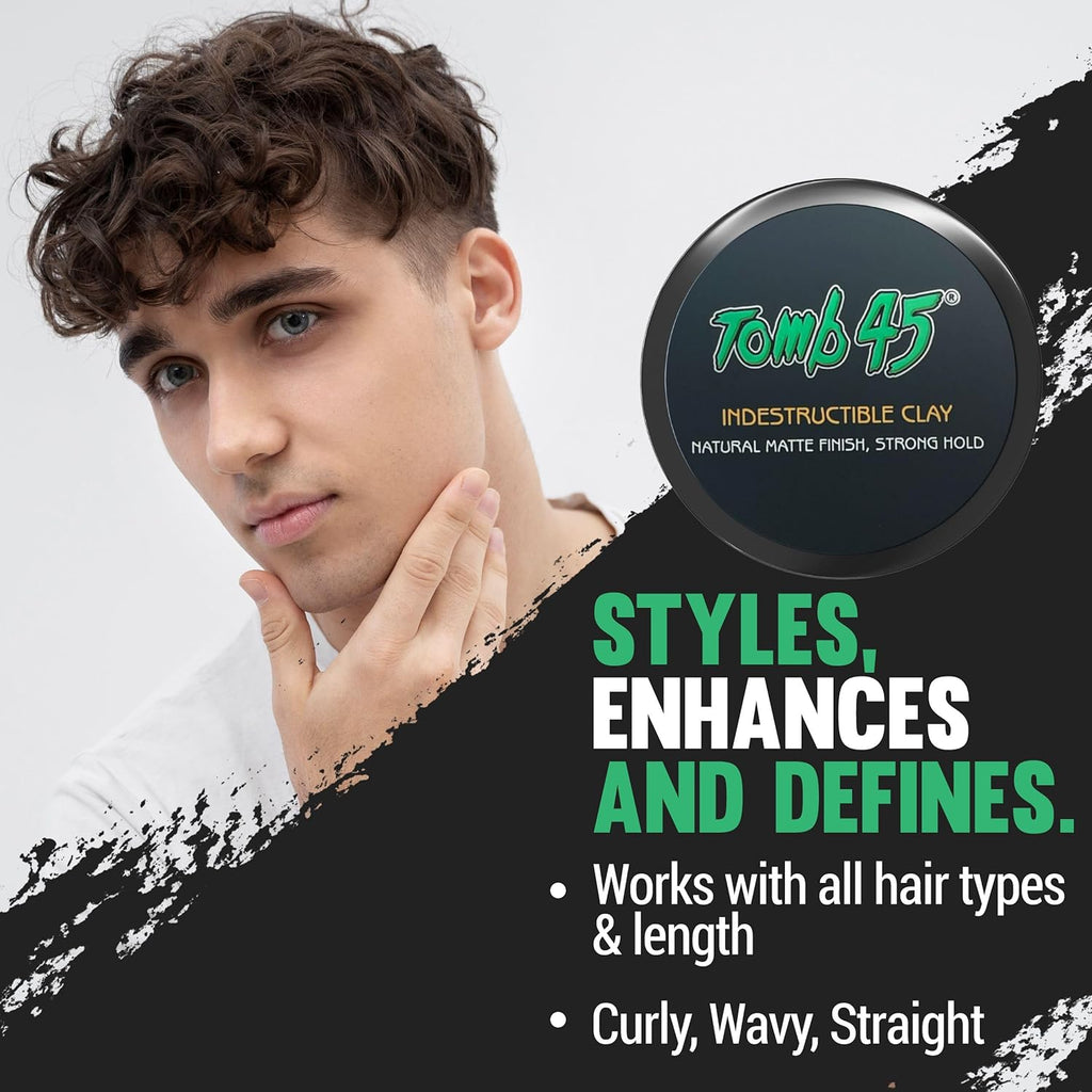 Tomb45 Indestructible Hair Clay - High Strong Hold & Matte Finish Hair Styling Product
