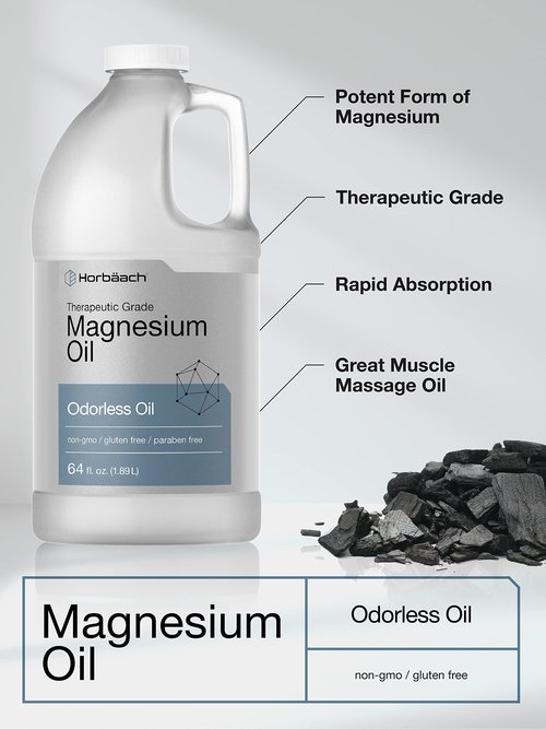 Horbäach Magnesium Oil | 64 fl. oz | Therapeutic Grade | Vegetarian, Non-GMO, Gluten Free, and Paraben Free Odorless Formula