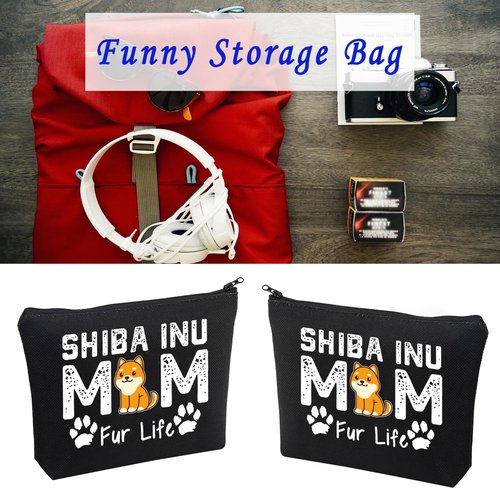 LEVLO SHIBA INU Mom Gifts SHIBA INU MOM Fur Life Makeup Bags SHIBA INU Lovers Gifts (SHIBA INU MOM-balck)