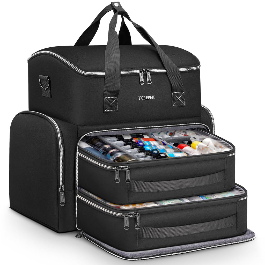 YOREPEK Tattoo Travel Case, Waterproof Tattoo Bag with 2 Removable Organizer Pouches, Adjustable Dividers, Tattoo Carrying Case for Equipment, Supplies, Stencil Printer, Artist Gifts