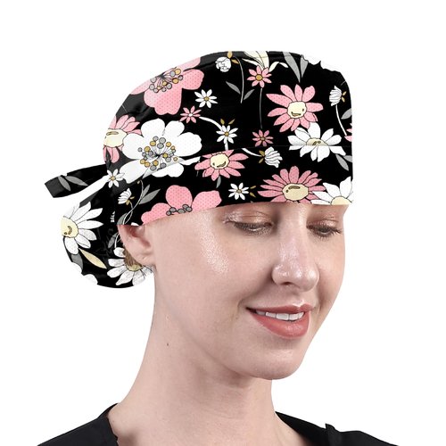 GUOER Long Hair Working Caps for Women Scrub Caps Can Store Long Hair Caps One Size (LH12C)