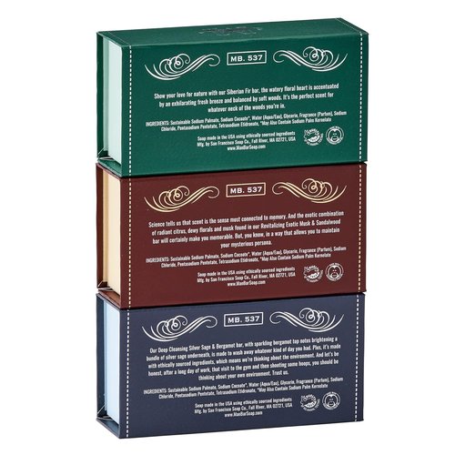 San Francisco Soap Company Man Bar Gift Set | 3-Piece Collection - Gentle on All Skin Types - USA Made