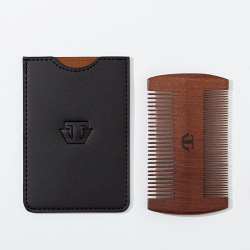 TRAWILD Sandalwood Beard Comb for Men with Mother of Pearl Inlay, Premium Grooming Wood & Wooden Comb for Beard and Mustache