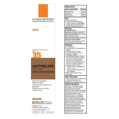La Roche-Posay Anthelios Glow Tinted Sunscreen - SPF 35, Broad Spectrum Protection, Lightweight & Hydrating for All Skin Types