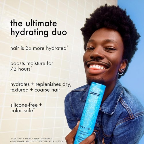 Amika Hydro Rush Intense Moisture Conditioner - Hydrating Formula with Hyaluronic Acid