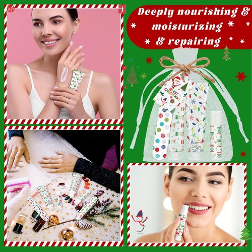 6 Sets/36 Pcs Christmas Party Favors Christmas Hand Cream Body Lotion Lip Balm Nail File Gifts Set Xmas Stocking Stuffers Travel Size Lotion Bulk Holiday Party Supplies for Coworkers Women Adults